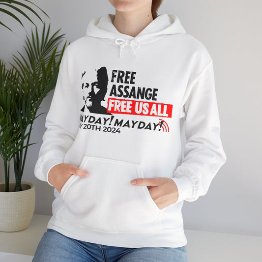 "Free Assange, Free Us All - Mayday! Mayday!" Unisex Heavy Blend™ Hooded Sweatshirt