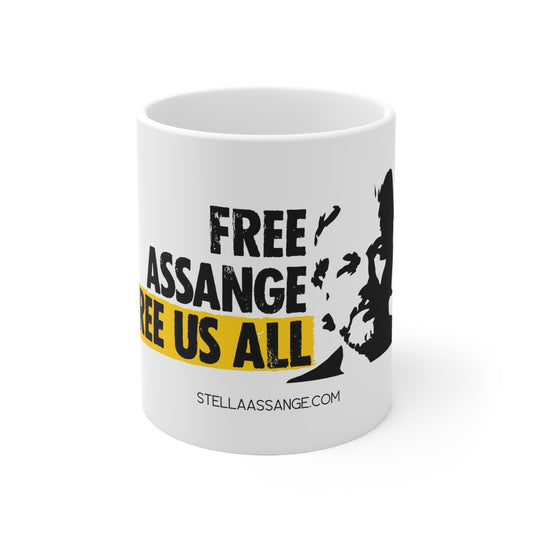 (UK Printer) "Free Us All" Ceramic Coffee Cups, 11oz, 15oz